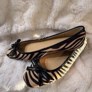 Kate Spade Zebra Print Haircalf Bow Ballet Flats size 8